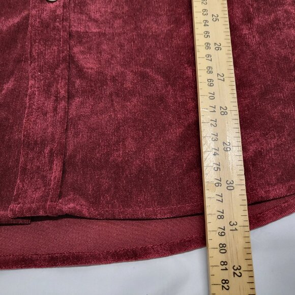 H2H Mens Shirt XL Velvet Faux Suede Button Up Long Sleeve Burgandy - Picture 15 of 16